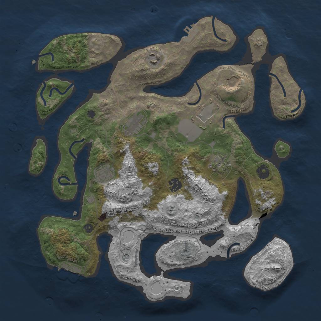 Rust Map: Procedural Map, Size: 3600, Seed: 476889347, 15 Monuments