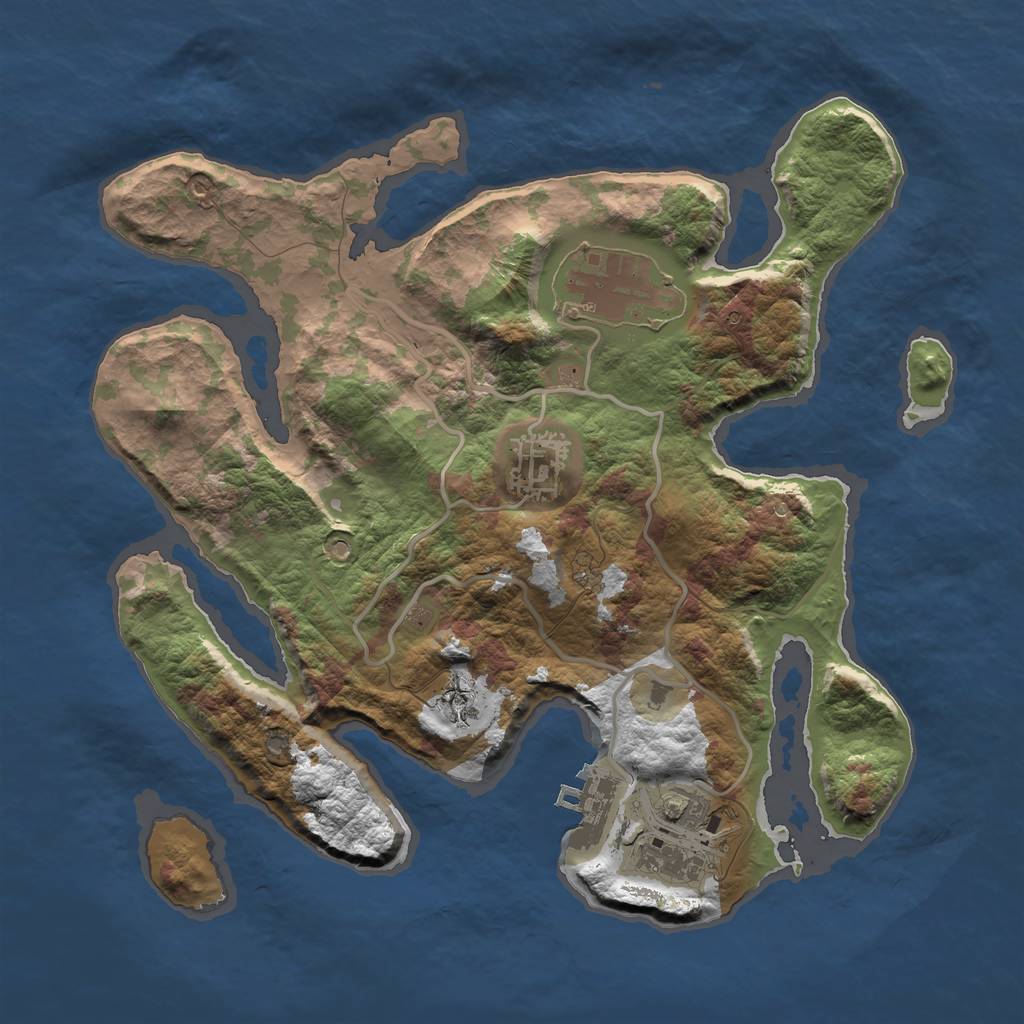 Rust Map: Barren, Size: 2650, Seed: 3100774, 7 Monuments