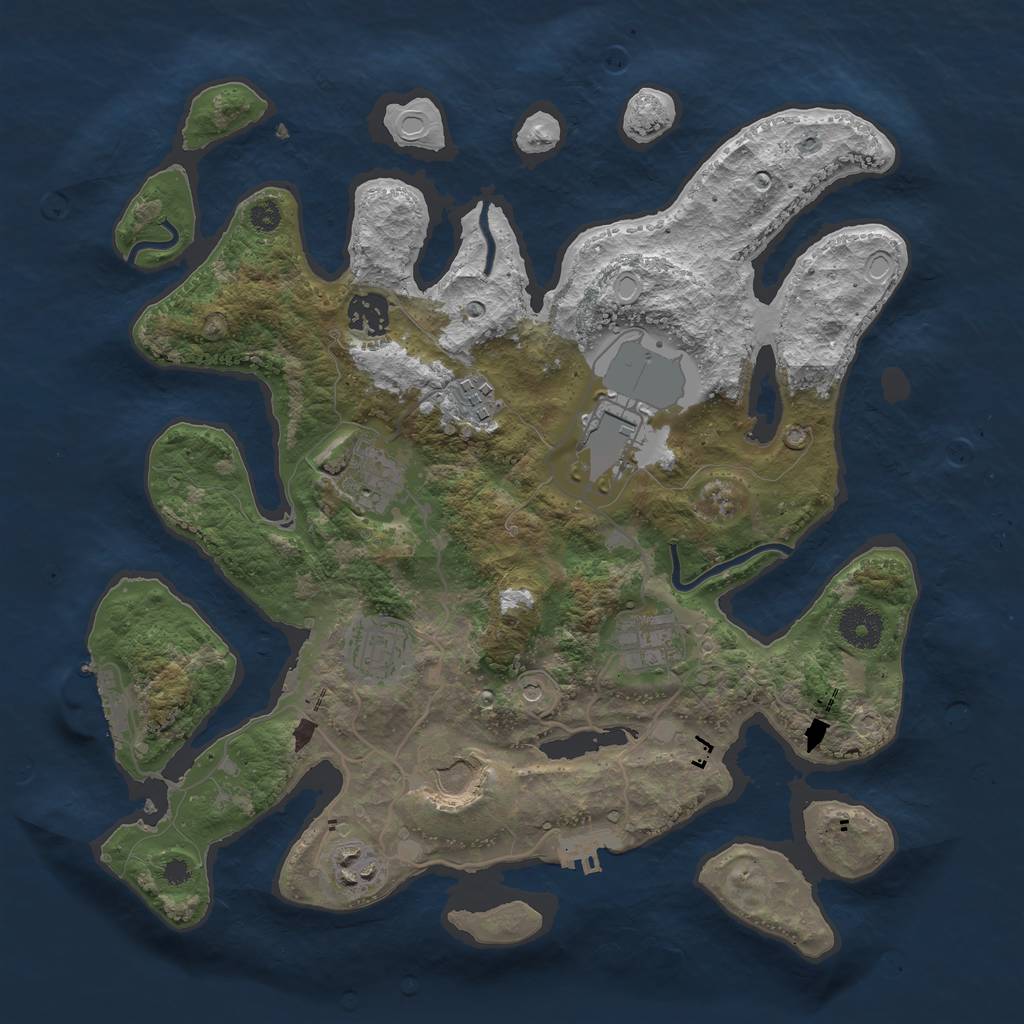 Rust Map: Procedural Map, Size: 3500, Seed: 582469173, 19 Monuments