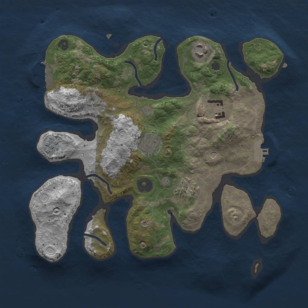 Rust Map: Procedural Map, Size: 3000, Seed: 2388543, 16 Monuments