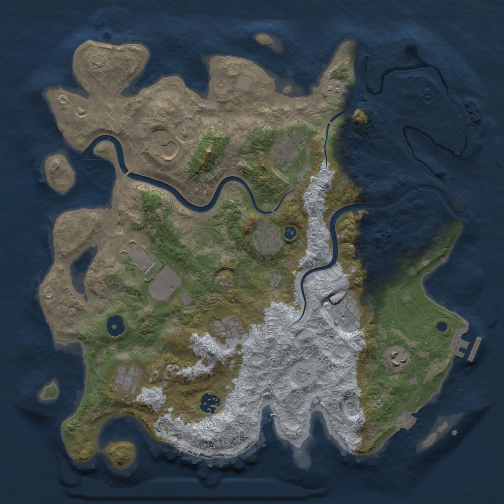 Rust Map: Procedural Map, Size: 3900, Seed: 1593574096, 16 Monuments