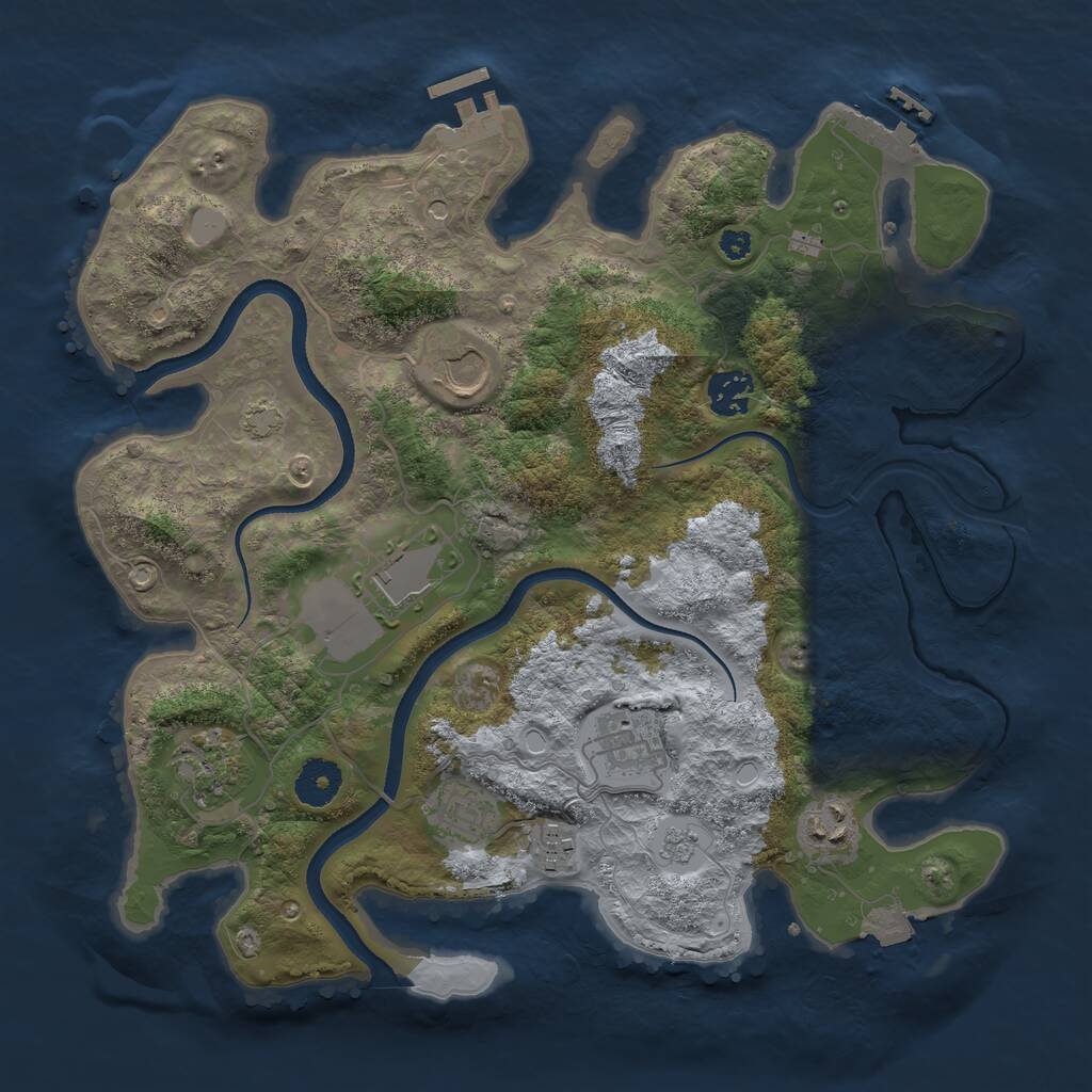 Rust Map: Procedural Map, Size: 3500, Seed: 76563452, 14 Monuments