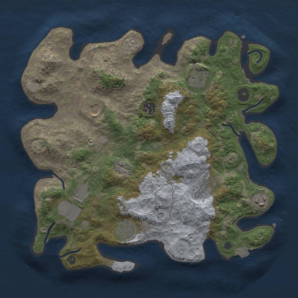 Rust Map: Procedural Map, Size: 3500, Seed: 76563452, 14 Monuments