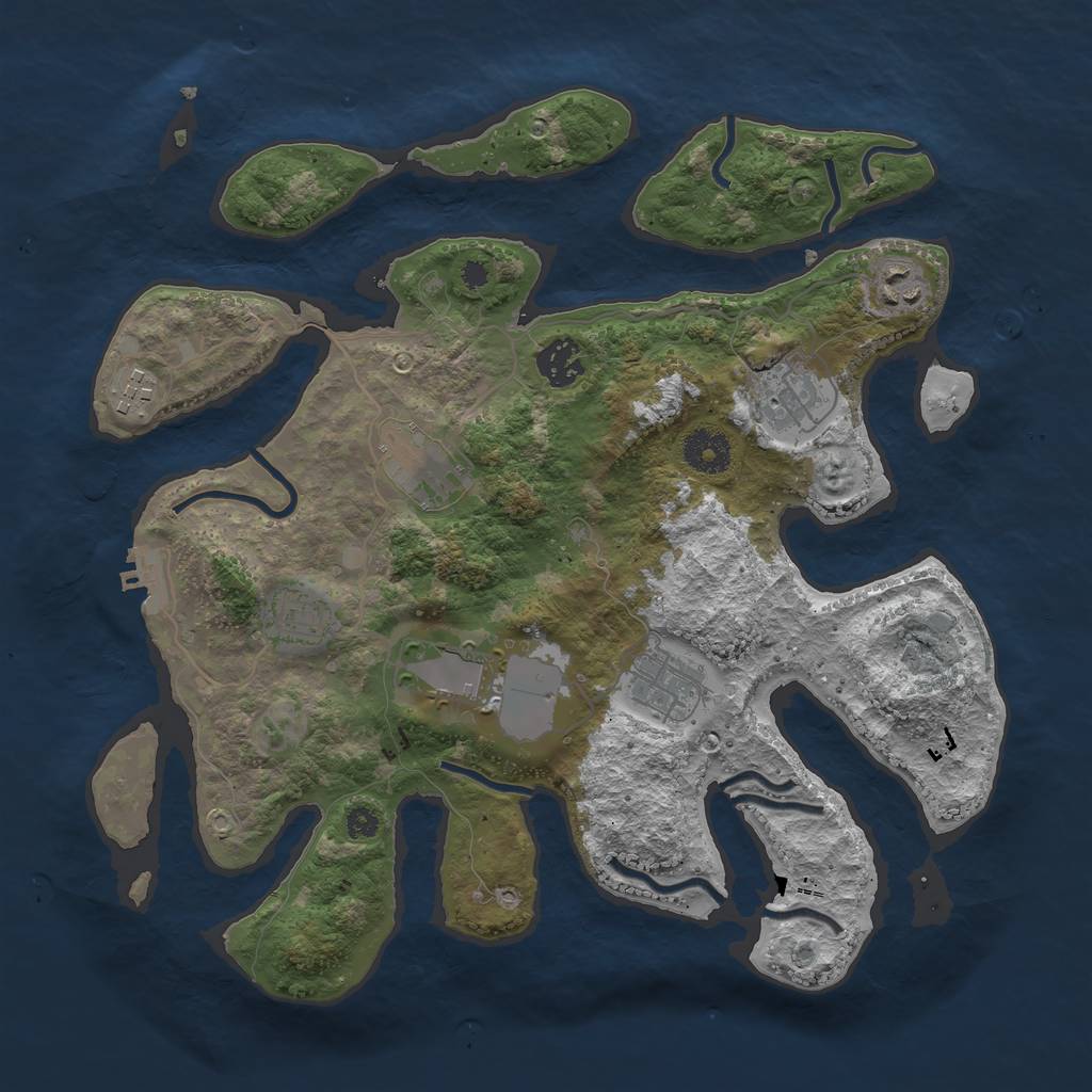 Rust Map: Procedural Map, Size: 3500, Seed: 1865925046, 11 Monuments