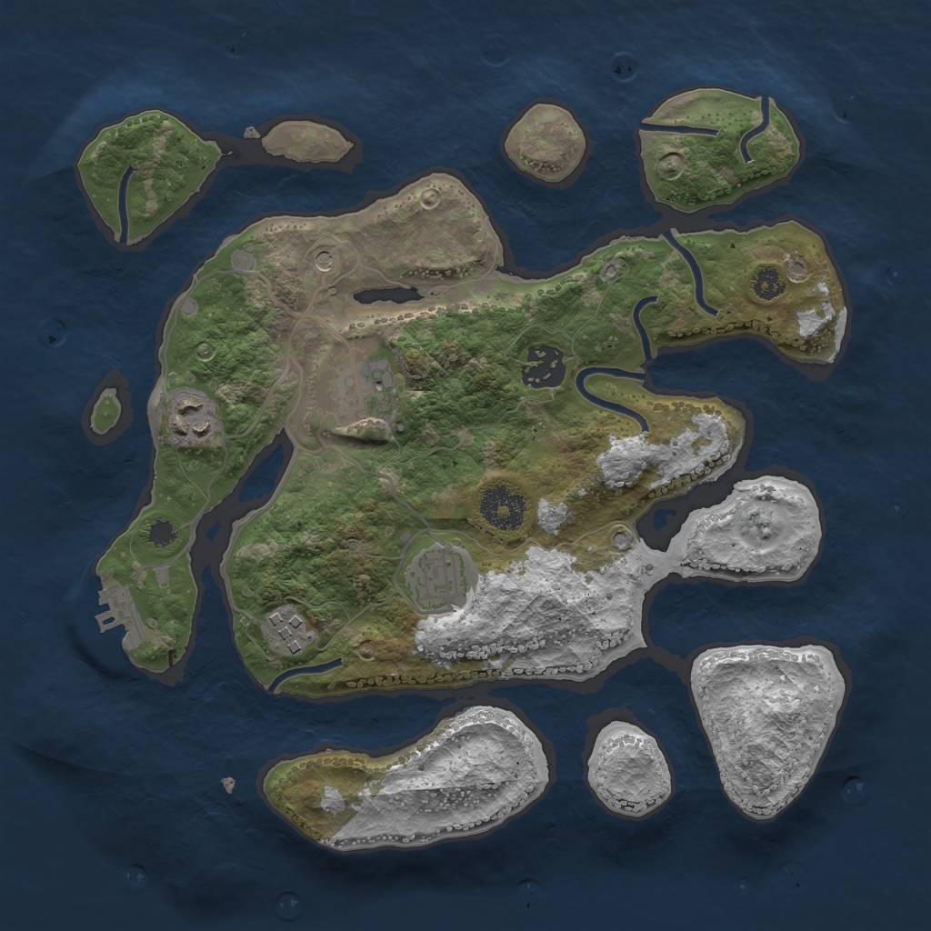 Rust Map: Procedural Map, Size: 3100, Seed: 65955, 9 Monuments