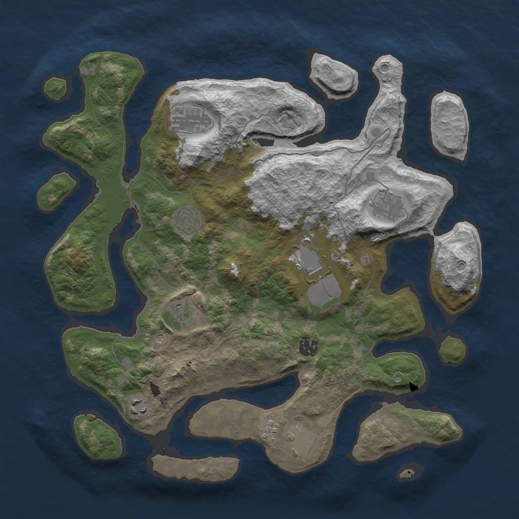 Rust Map: Barren, Size: 4000, Seed: 28, 12 Monuments