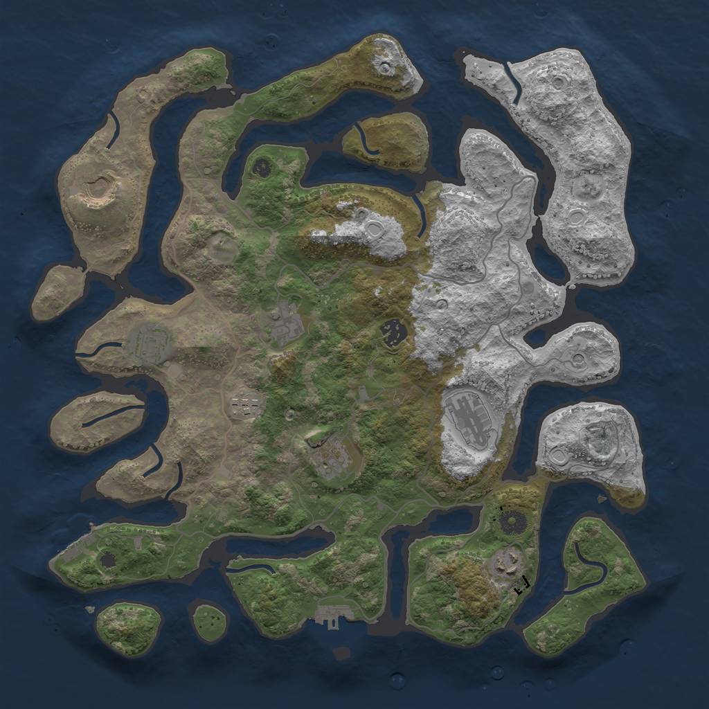 Rust Map: Procedural Map, Size: 4000, Seed: 2001971555, 16 Monuments