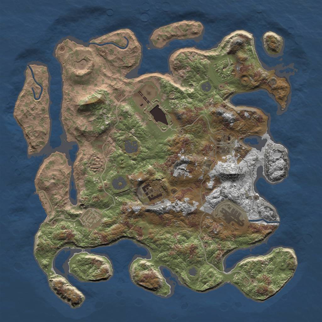 Rust Map: Procedural Map, Size: 3500, Seed: 1864981124, 13 Monuments