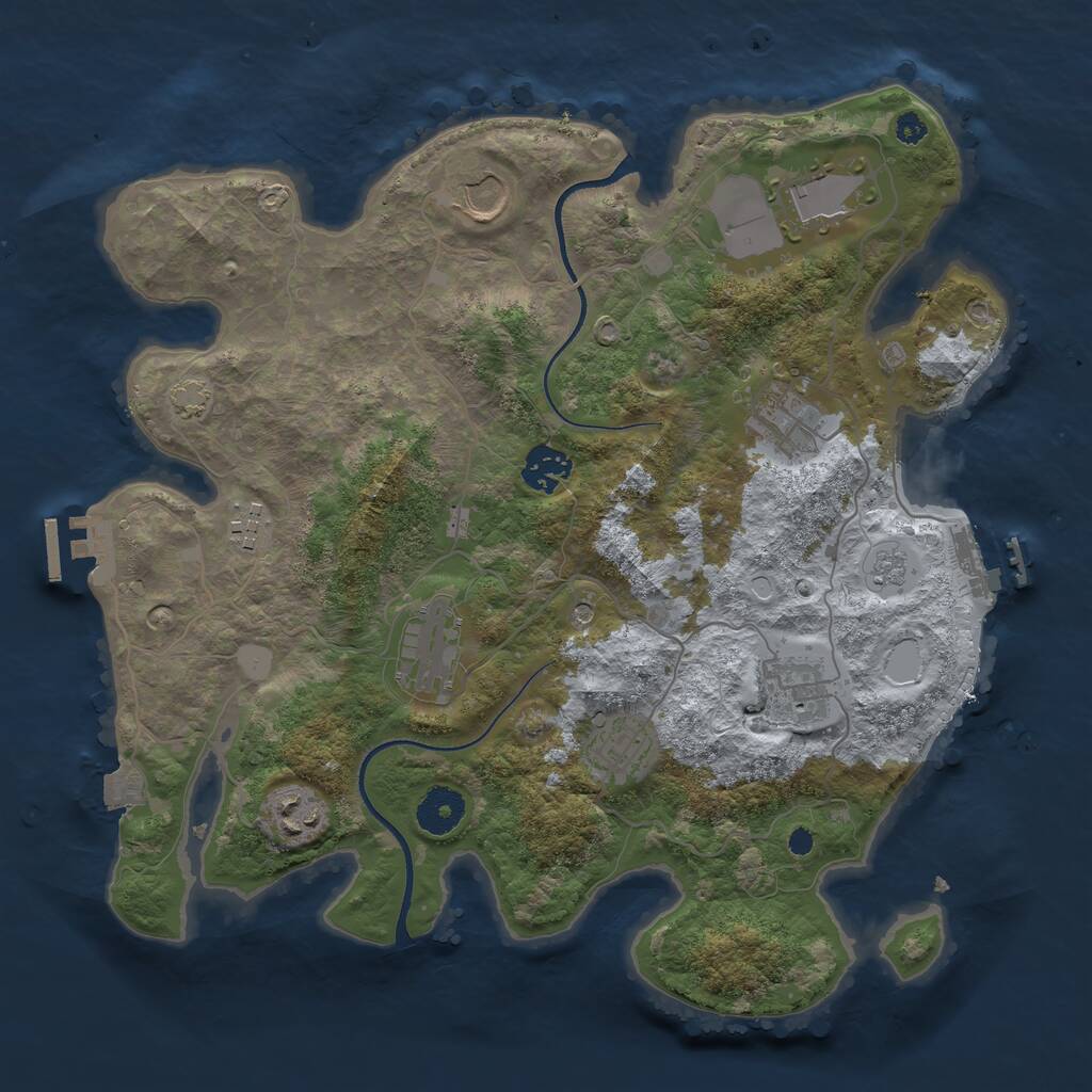 Rust Map: Procedural Map, Size: 3500, Seed: 1864981124, 15 Monuments