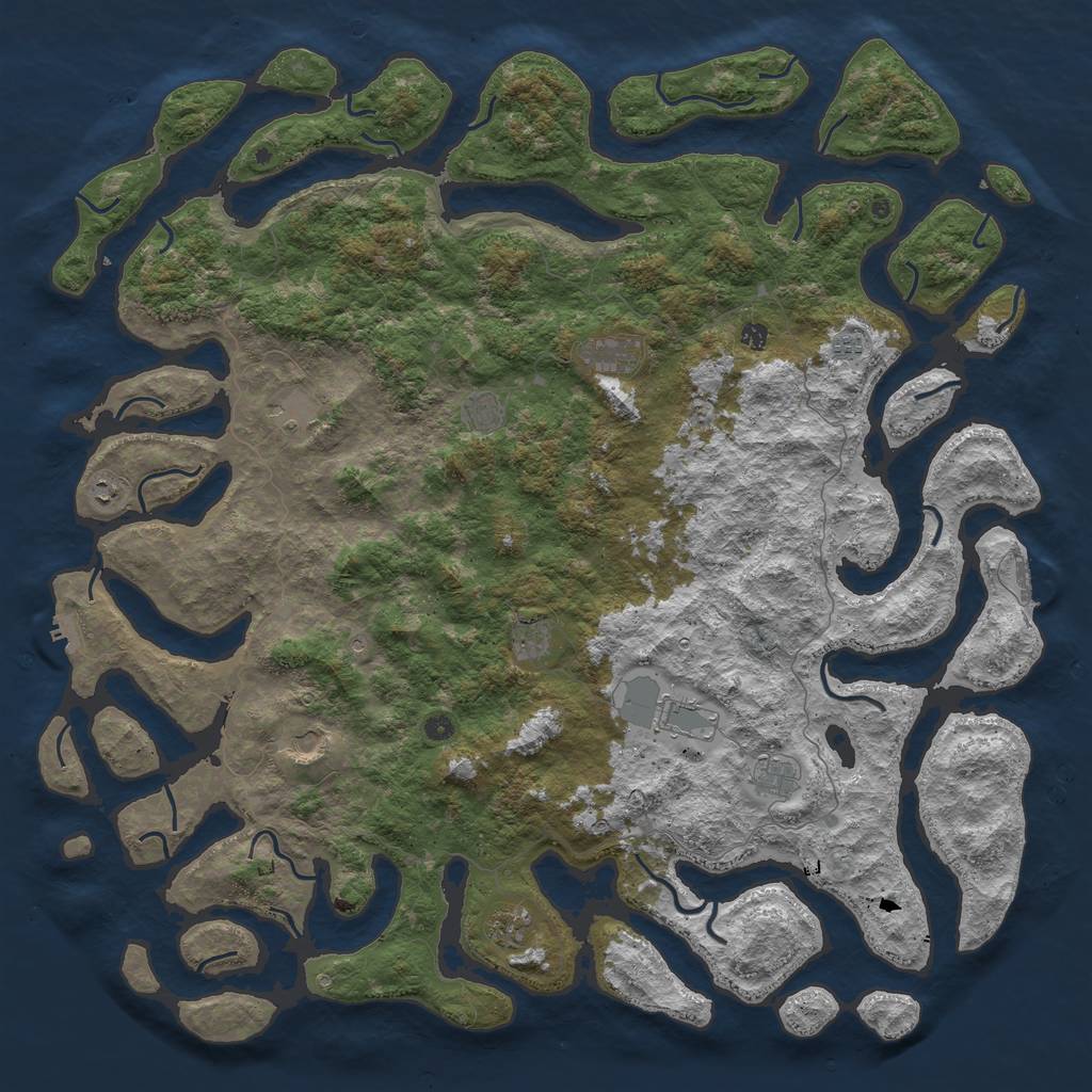 Rust Map: Procedural Map, Size: 5919, Seed: 3500, 16 Monuments