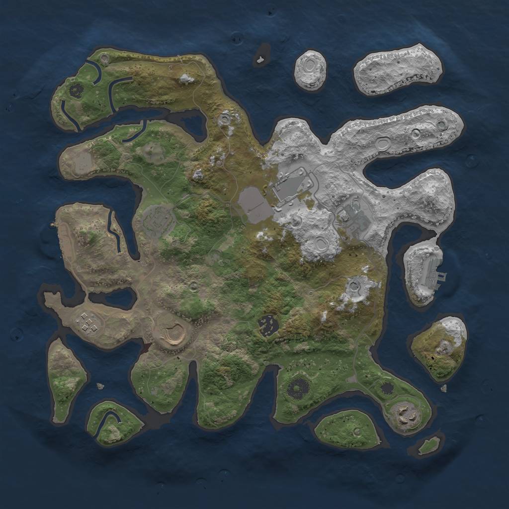 Rust Map: Procedural Map, Size: 3600, Seed: 308456, 15 Monuments