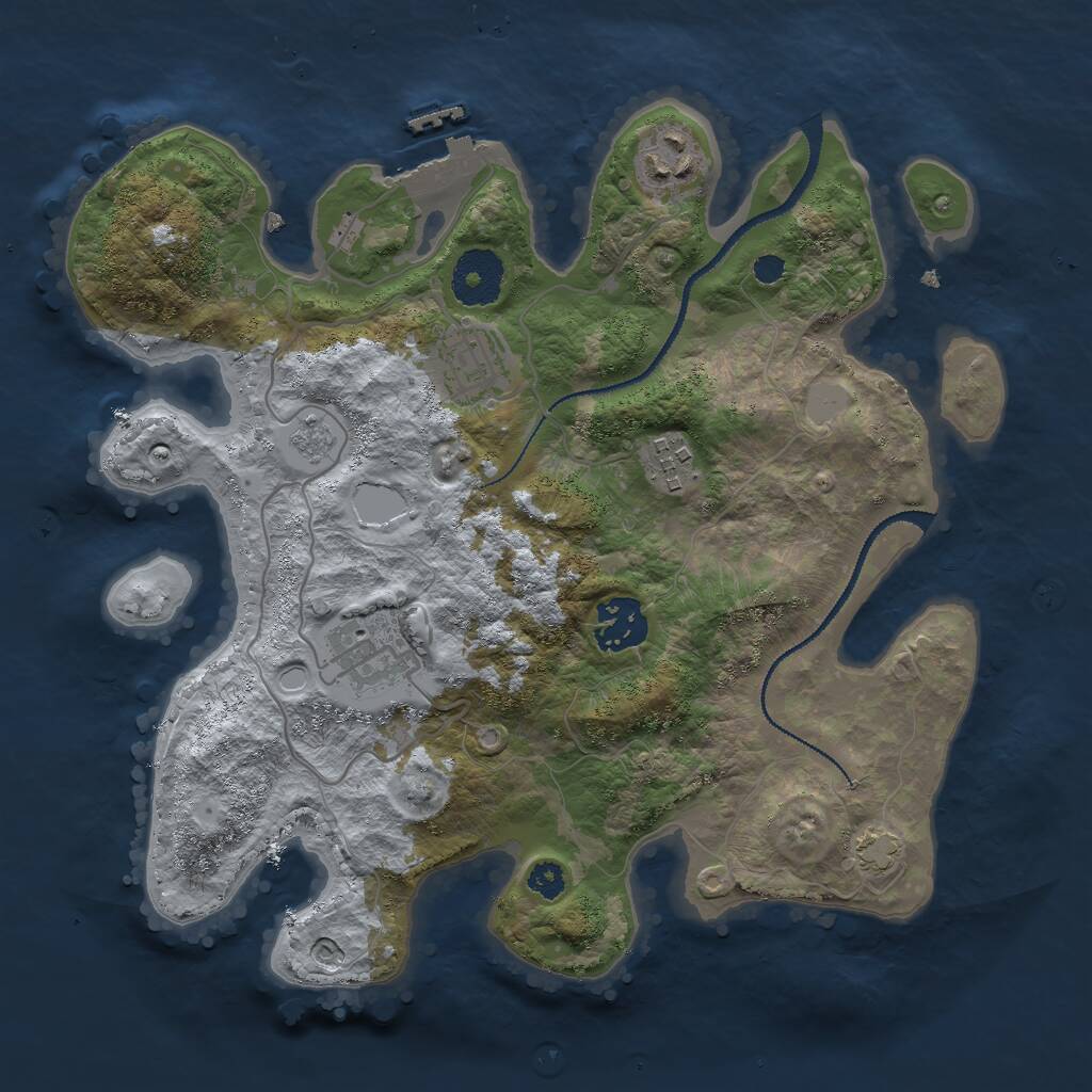 Rust Map: Procedural Map, Size: 3000, Seed: 786315, 9 Monuments