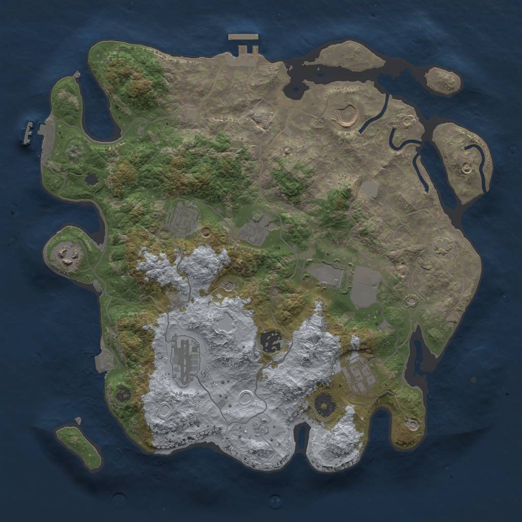 Rust Map: Procedural Map, Size: 3500, Seed: 98765, 16 Monuments