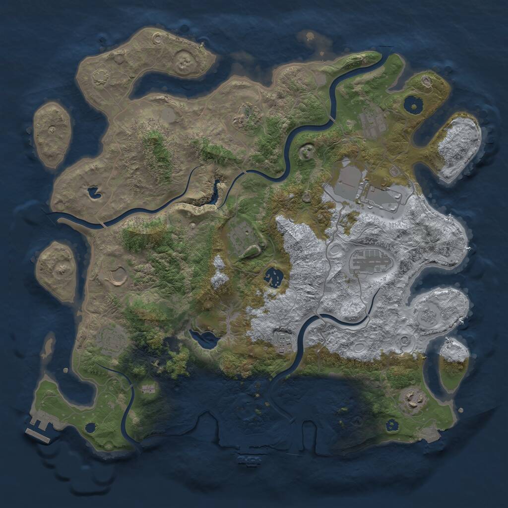 Rust Map: Procedural Map, Size: 4000, Seed: 6664949, 16 Monuments
