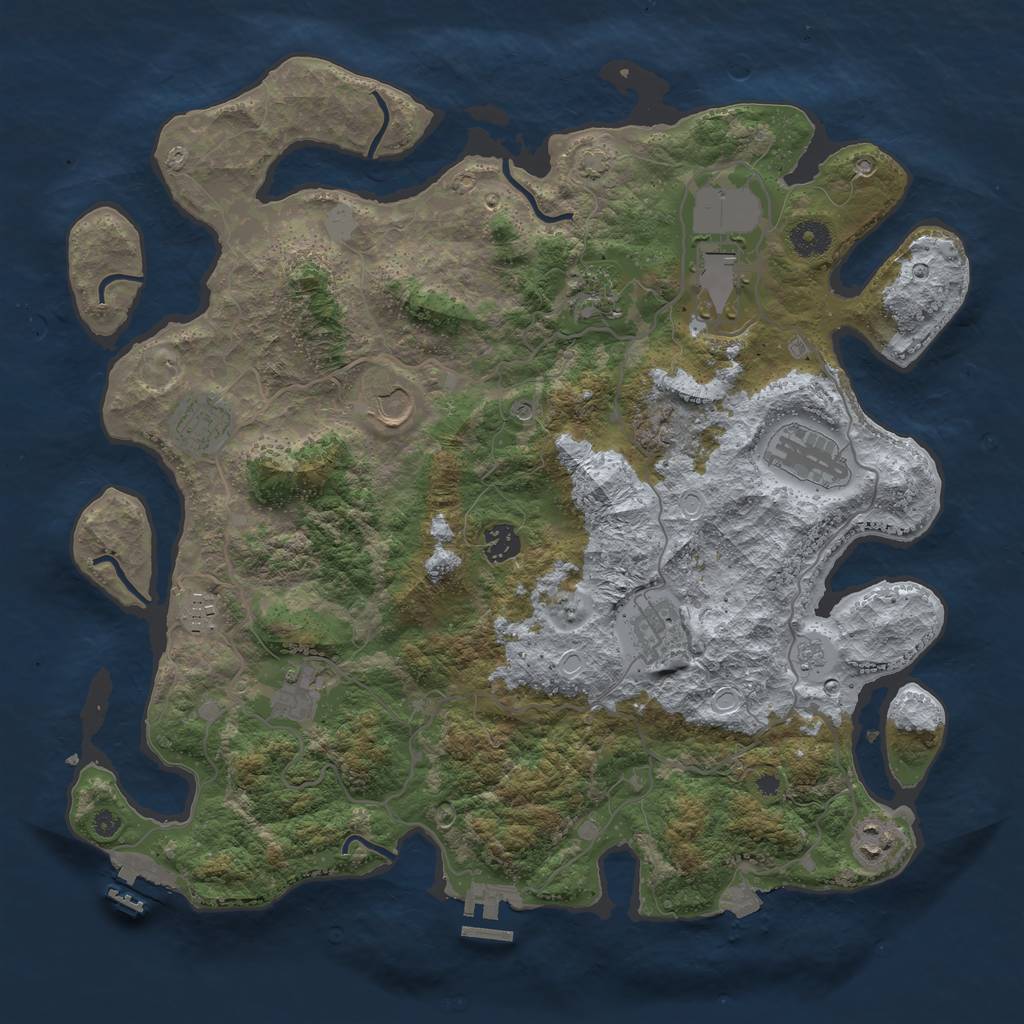 Rust Map: Procedural Map, Size: 4000, Seed: 6664949, 18 Monuments