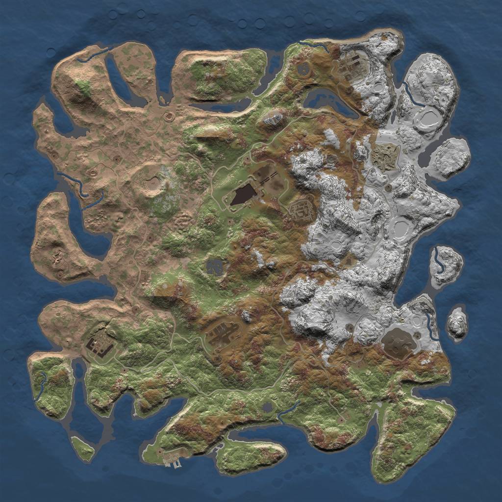 Rust Map: Procedural Map, Size: 4250, Seed: 757443351, 14 Monuments