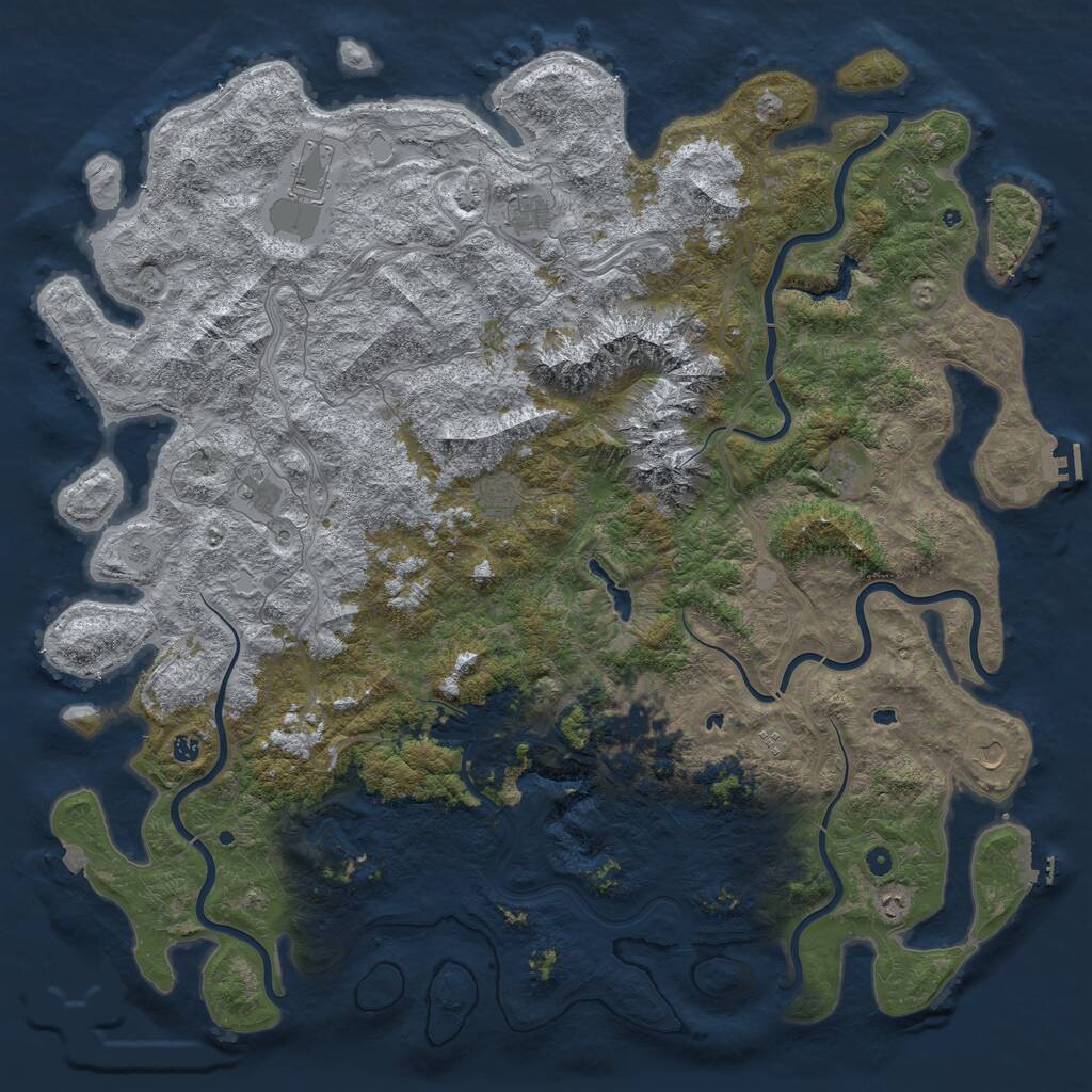 Rust Map: Procedural Map, Size: 6000, Seed: 604062020, 17 Monuments