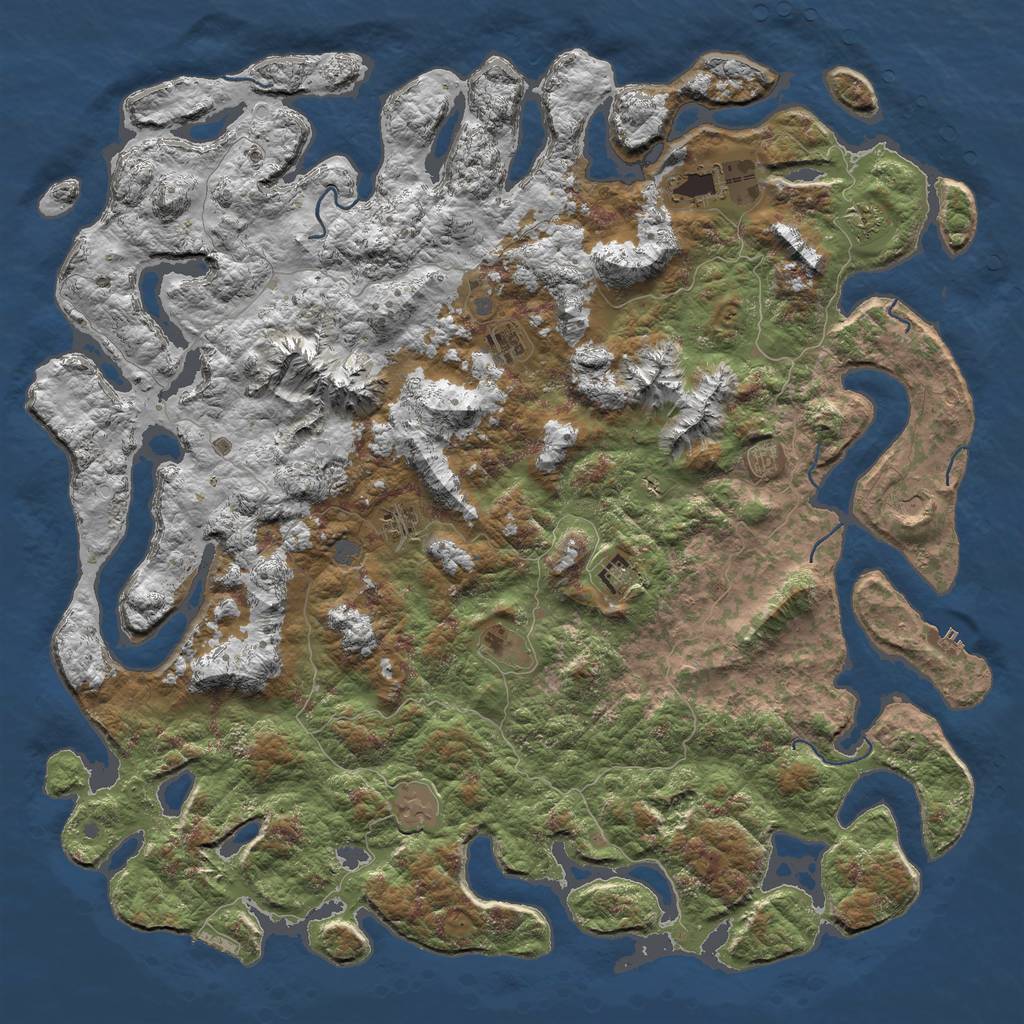 Rust Map: Procedural Map, Size: 6000, Seed: 604062020, 16 Monuments