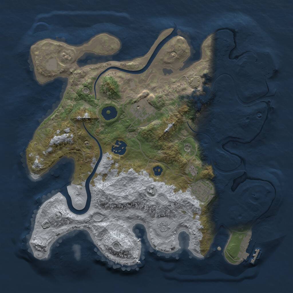 Rust Map: Procedural Map, Size: 3000, Seed: 7487225, 9 Monuments