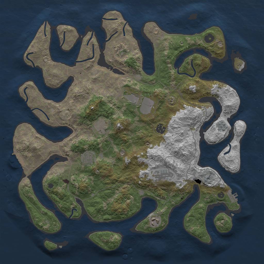 Rust Map: Procedural Map, Size: 4250, Seed: 1245, 16 Monuments