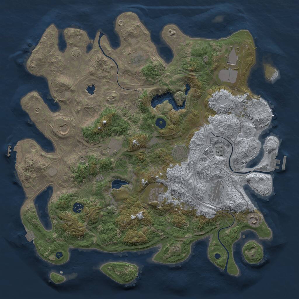 Rust Map: Procedural Map, Size: 4250, Seed: 1245, 16 Monuments