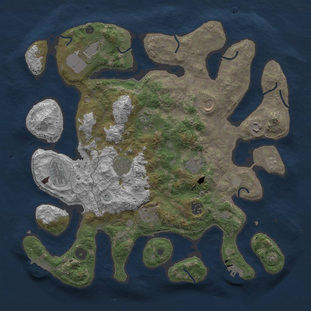 Rust Map: Procedural Map, Size: 4000, Seed: 4909445, 18 Monuments