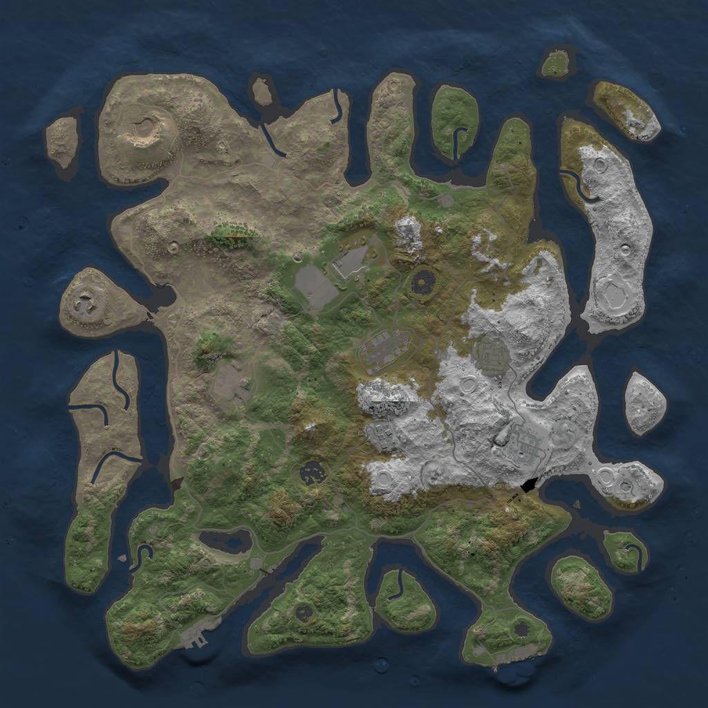 Rust Map: Procedural Map, Size: 4300, Seed: 663855, 17 Monuments