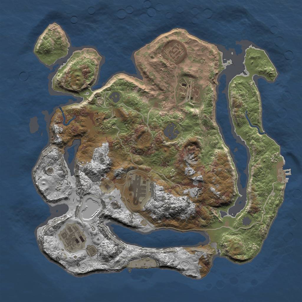 Rust Map: Procedural Map, Size: 3000, Seed: 1970279544, 12 Monuments