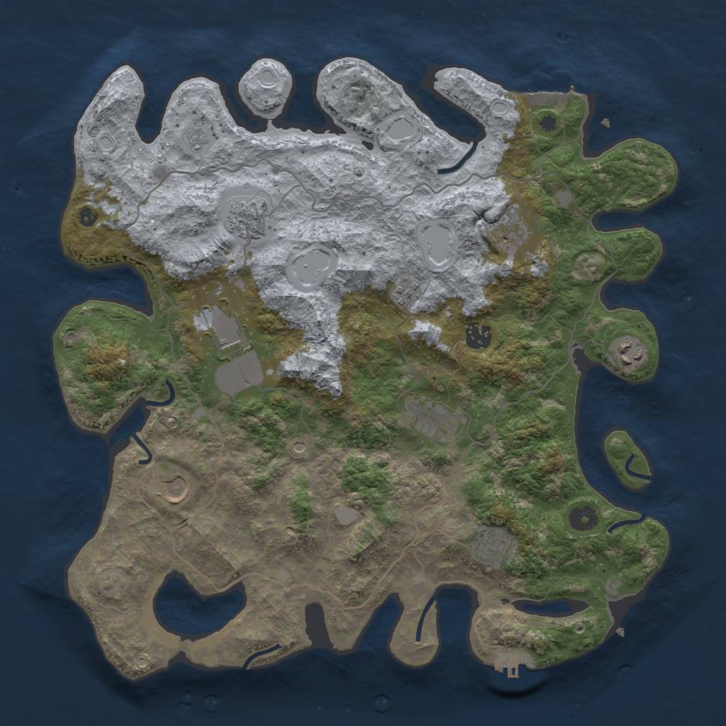 Rust Map: Procedural Map, Size: 4000, Seed: 6113, 16 Monuments