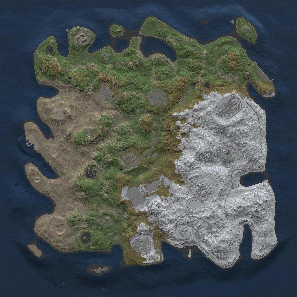 Rust Map: Procedural Map, Size: 4000, Seed: 10784, 19 Monuments