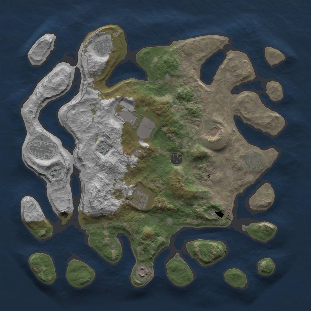 Rust Map: Barren, Size: 4000, Seed: 2022, 12 Monuments