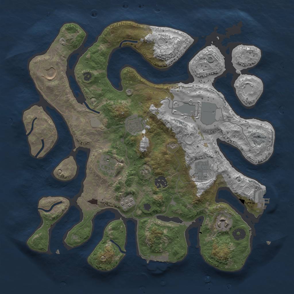 Rust Map: Procedural Map, Size: 3500, Seed: 7704032, 16 Monuments