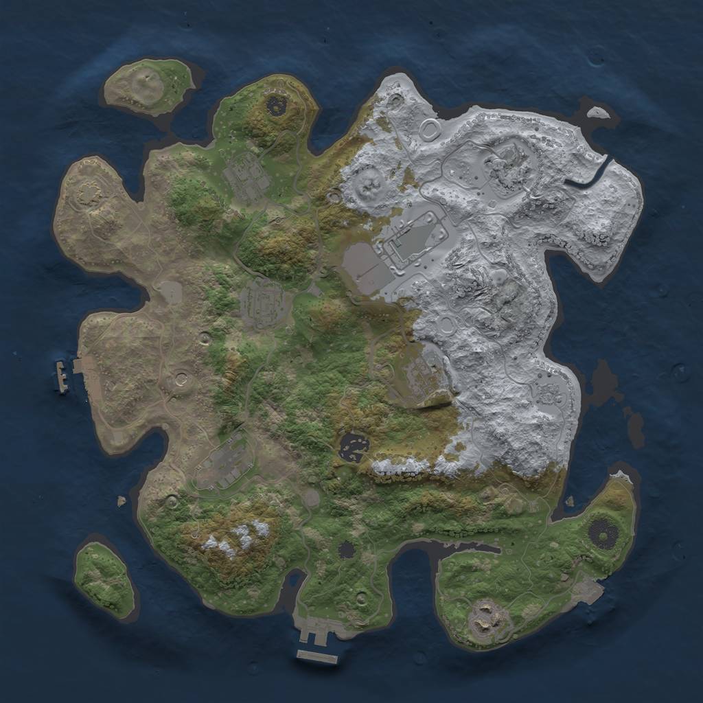 Rust Map: Procedural Map, Size: 3500, Seed: 90688406, 16 Monuments