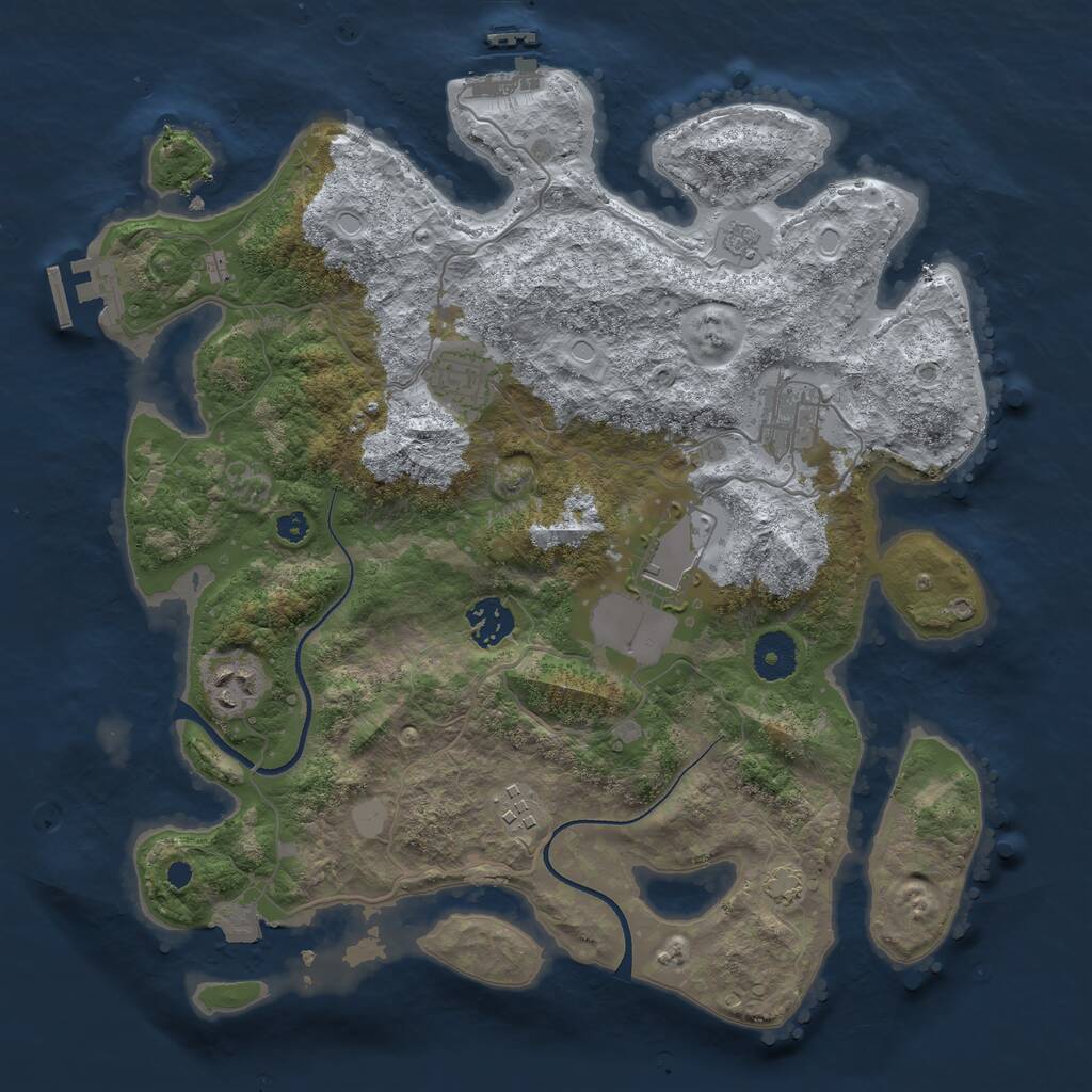 Rust Map: Procedural Map, Size: 3500, Seed: 1700185158, 11 Monuments