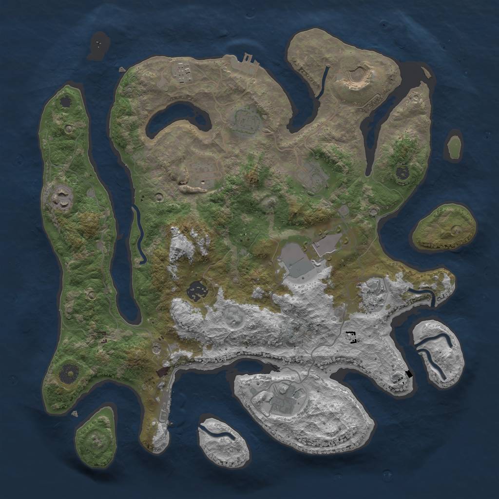 Rust Map: Procedural Map, Size: 3800, Seed: 2023, 15 Monuments