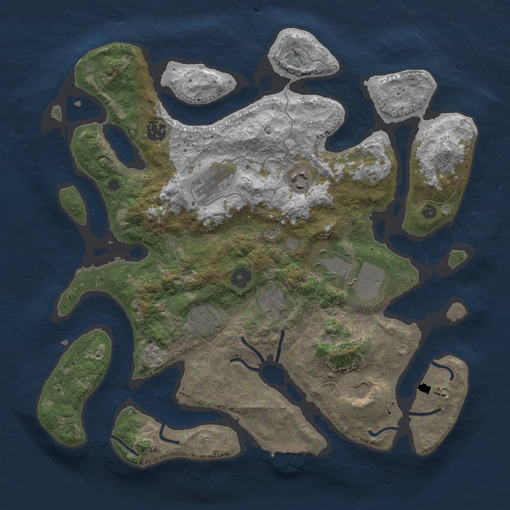 Rust Map: Procedural Map, Size: 3800, Seed: 975727448, 12 Monuments