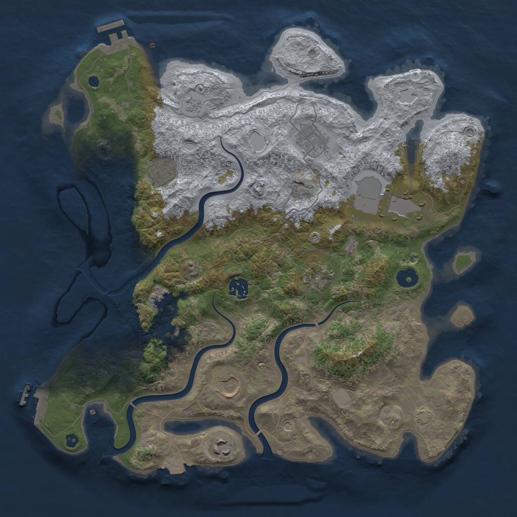 Rust Map: Procedural Map, Size: 3800, Seed: 975727448, 14 Monuments