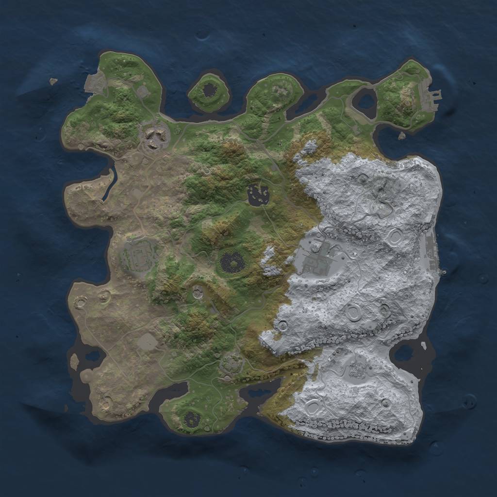 Rust Map: Procedural Map, Size: 3200, Seed: 7438, 12 Monuments