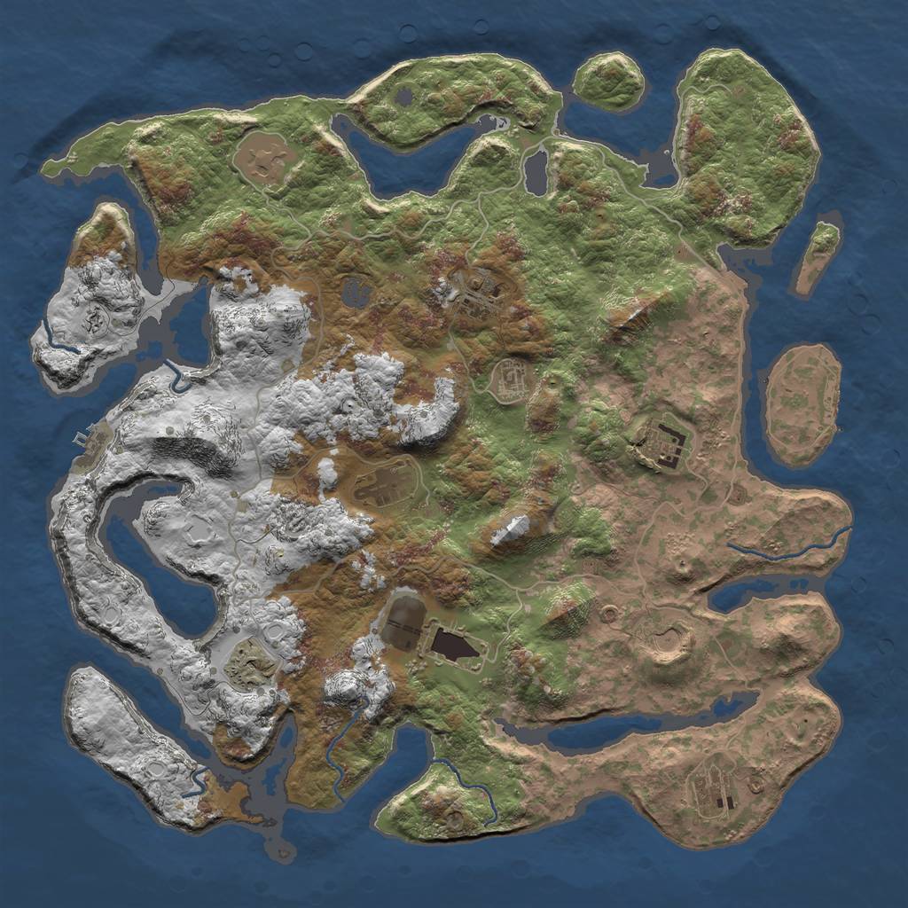 Rust Map: Procedural Map, Size: 4500, Seed: 1000, 16 Monuments