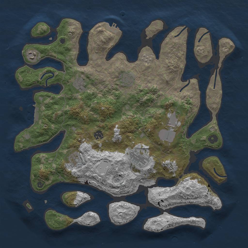 Rust Map: Procedural Map, Size: 4000, Seed: 1172963198, 19 Monuments