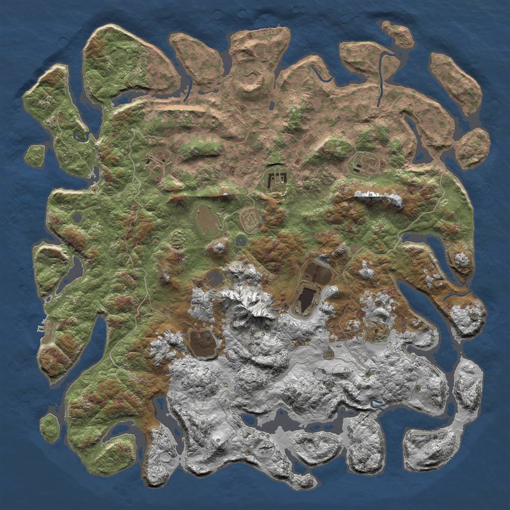 Rust Map: Procedural Map, Size: 5000, Seed: 8686008, 16 Monuments