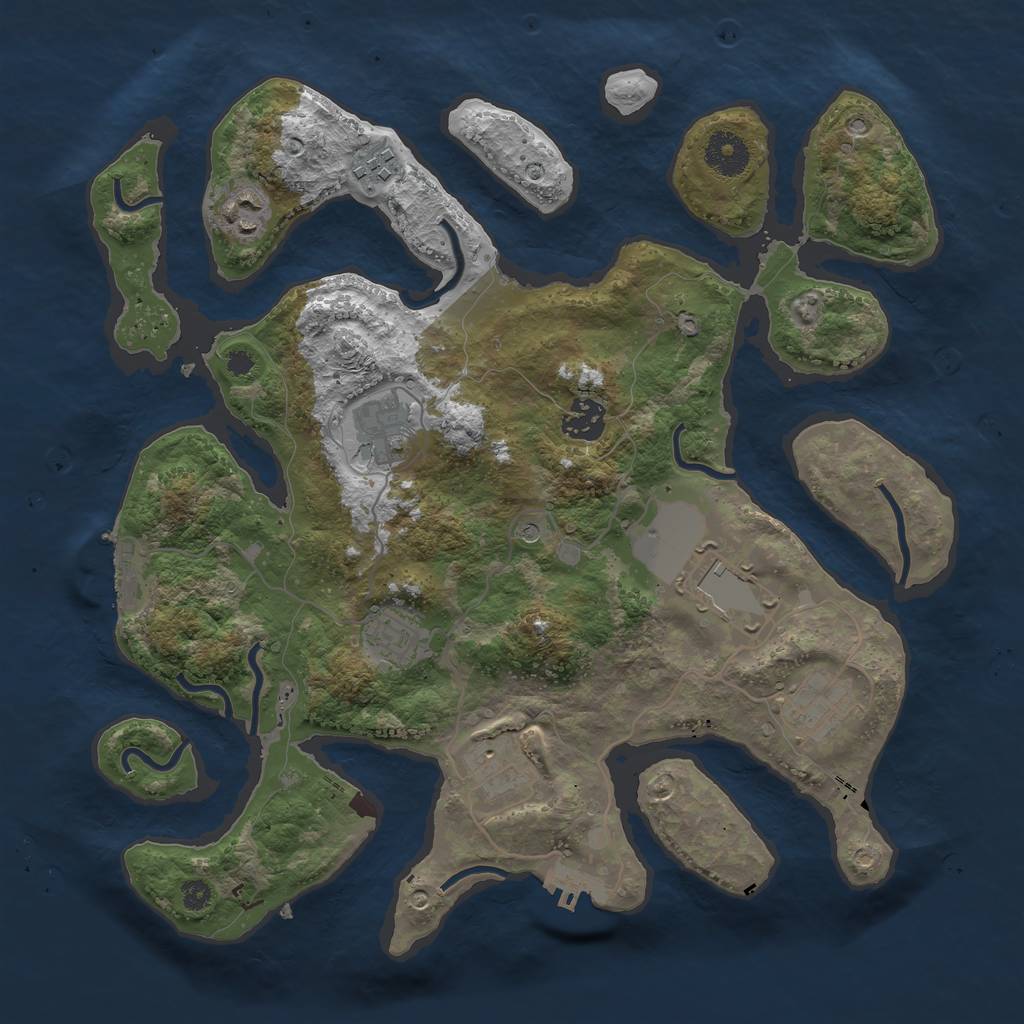 Rust Map: Procedural Map, Size: 3500, Seed: 25455, 13 Monuments