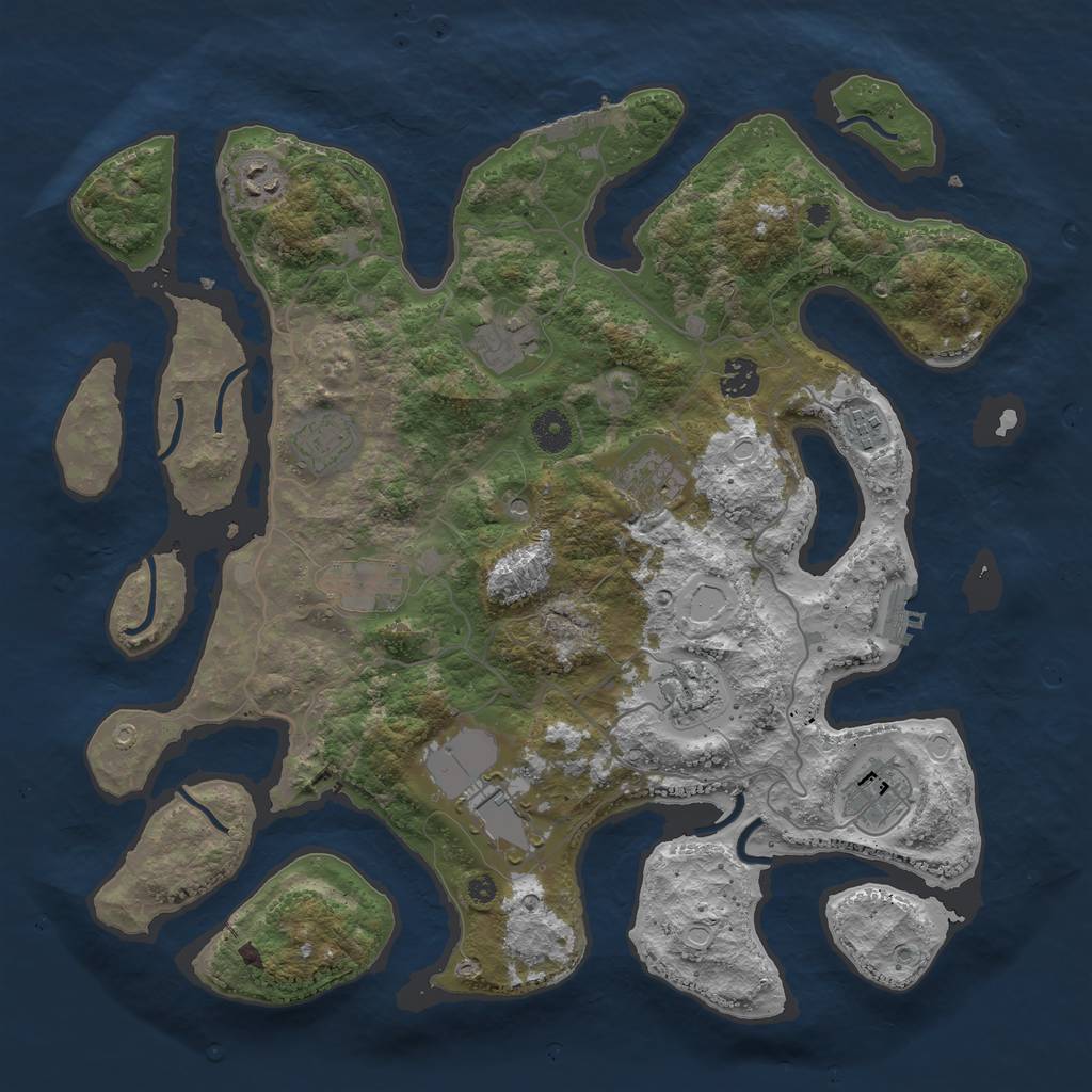 Rust Map: Procedural Map, Size: 4000, Seed: 73667042, 21 Monuments