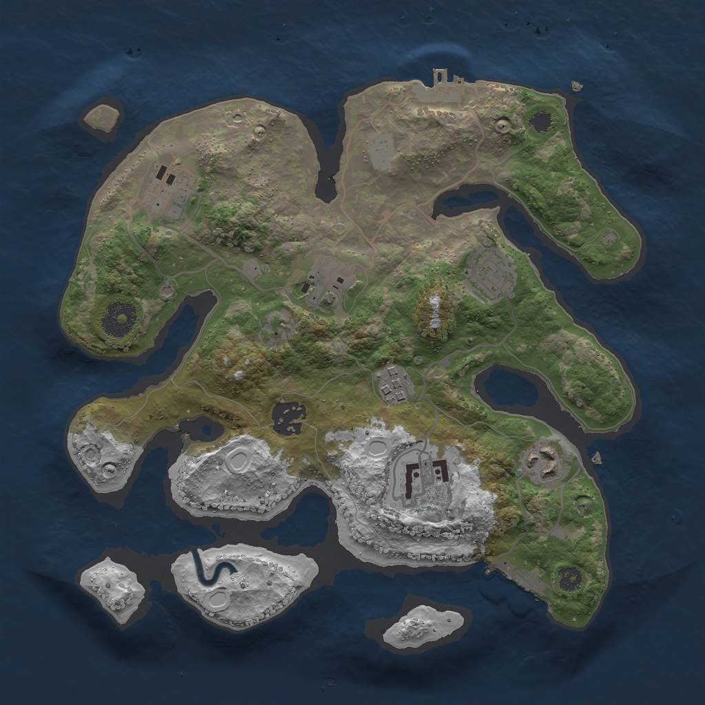 Rust Map: Procedural Map, Size: 3000, Seed: 110000, 14 Monuments