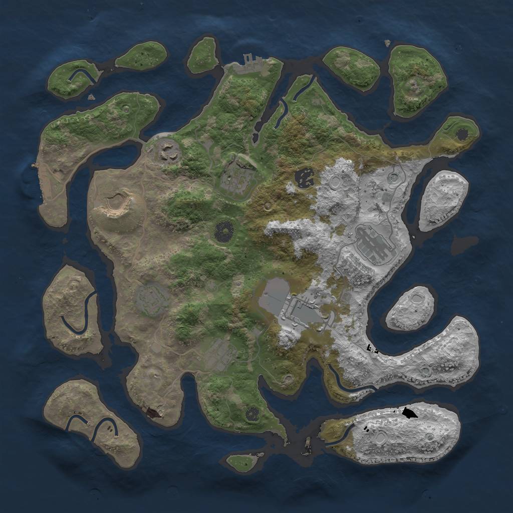 Rust Map: Procedural Map, Size: 3750, Seed: 65414, 16 Monuments
