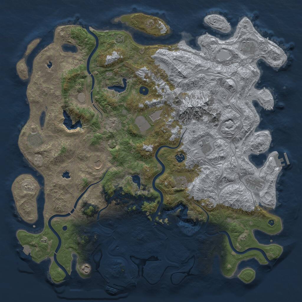 Rust Map: Procedural Map, Size: 5000, Seed: 2389058, 17 Monuments