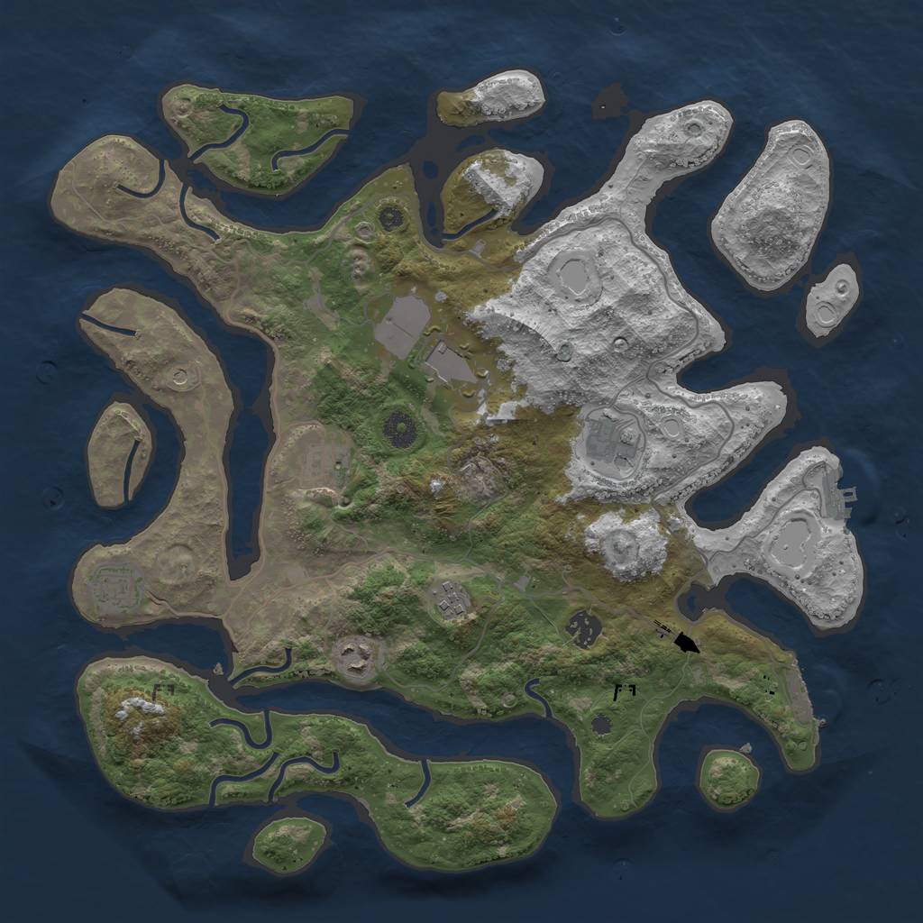 Rust Map: Procedural Map, Size: 4000, Seed: 325898, 15 Monuments