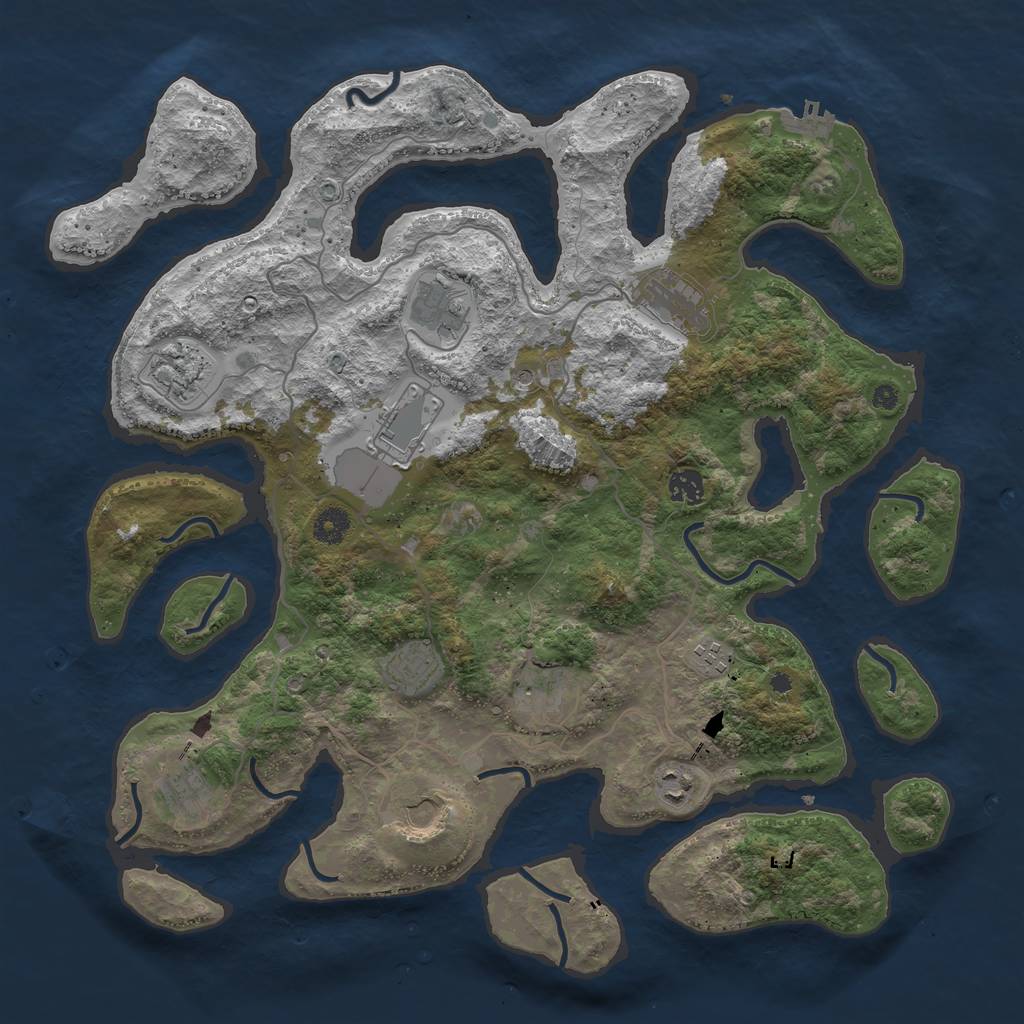 Rust Map: Procedural Map, Size: 4200, Seed: 1801001016, 15 Monuments