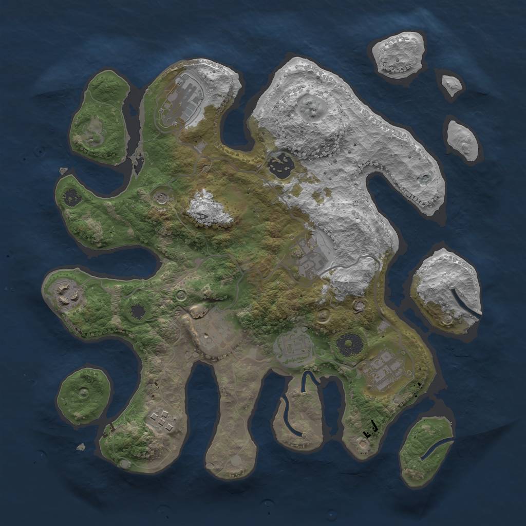 Rust Map: Procedural Map, Size: 3200, Seed: 1502733306, 11 Monuments