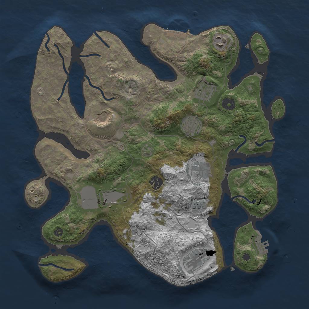 Rust Map: Procedural Map, Size: 3500, Seed: 21733, 17 Monuments